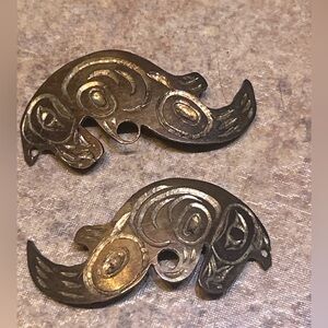 Vintage Hand-Engraved Brass Raven Charms – Native Household Provenance